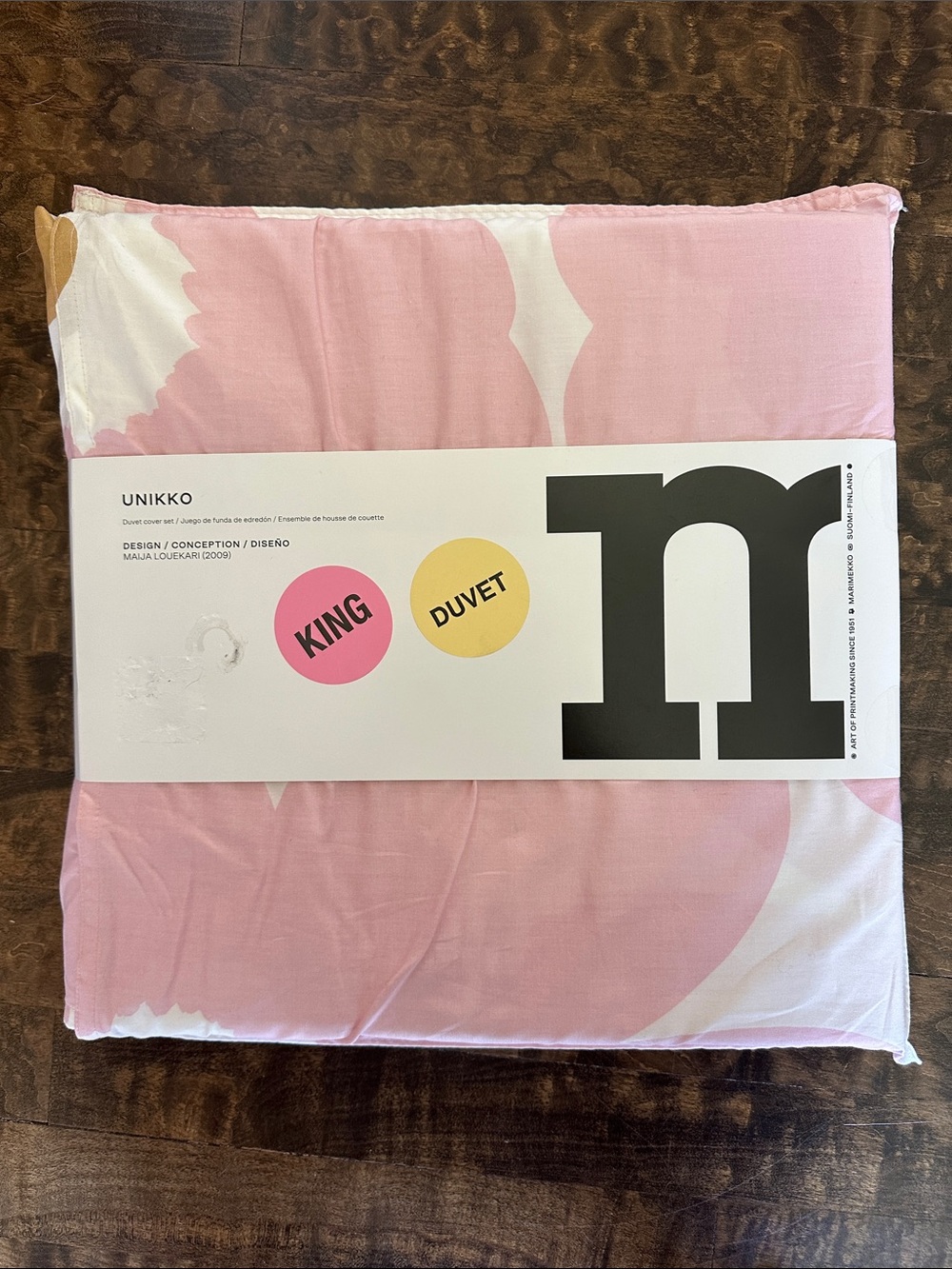 Marimekko Unikko Pink and White King Duvet Cover